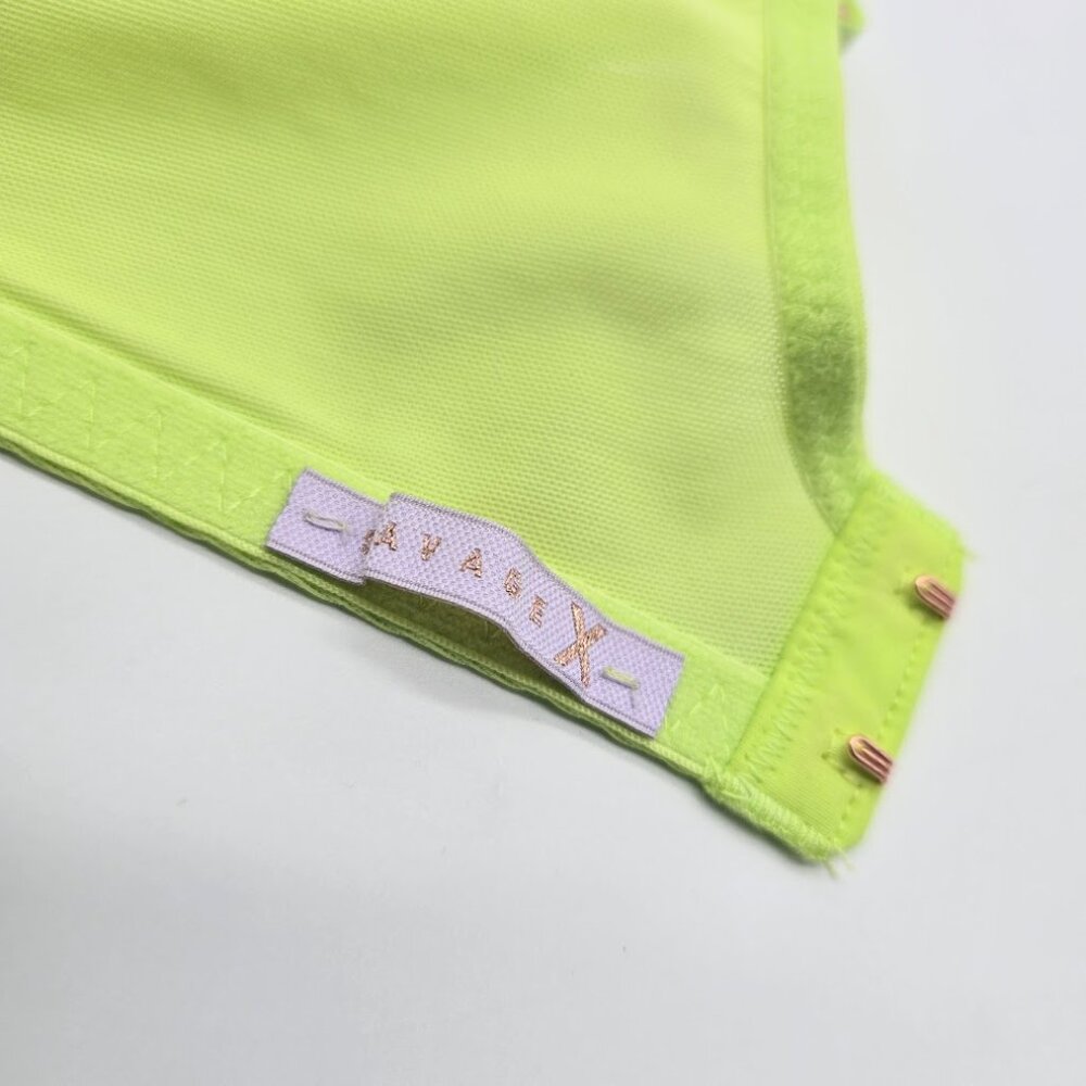 Savage X Fenty Lime Green Star Mesh Bra 32D Sheer Plunge - Picture 10 of 13